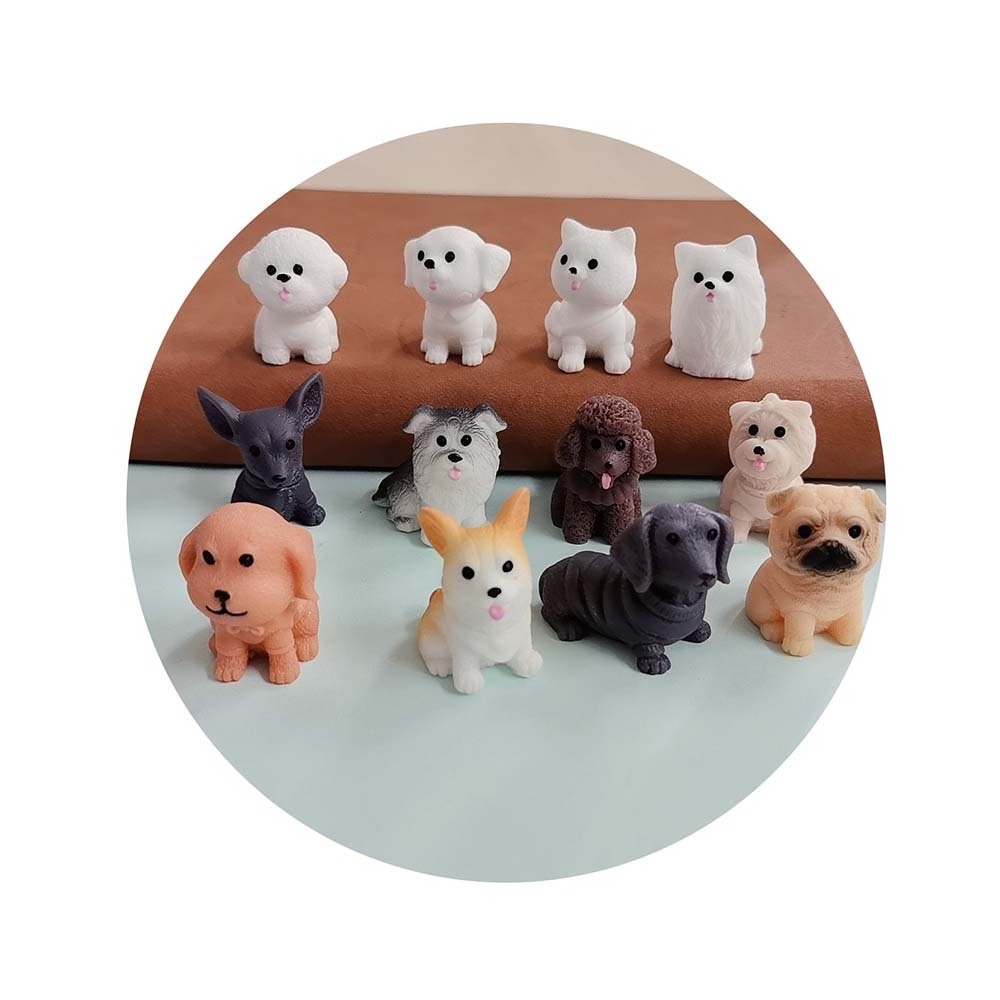 100Pcs/Bag 21*29MM Assorted Miniature Cartoon Dogs Resin Fairy Garden Animals Accessories For Landscape Doll House Decoration