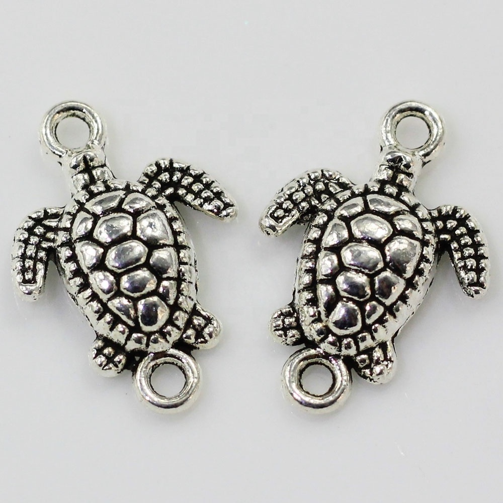 Sea Turtle Charms, Antique Plated Sea Turtle Connect Charms DIY Supplies Jewelry Accessories