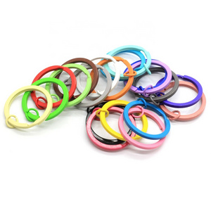 30mm Split Round Shape Colorful Key Rings Solid Color  Flat Split Ring Key Chain Hook Fob Holder