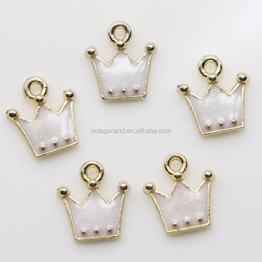 Mini Multi-Colors Colorful Alloy Crown Charm for Necklace Bracelet Jewelry Making Clothes Sewing Bag Decoration Pendant (Crown)