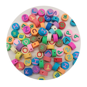 Wholesale 100pcs/lot Alphabet Letter Jewelry Beads Round Polymer Clay Letter Loose Spacer Bead for Bracelet Necklace DIY