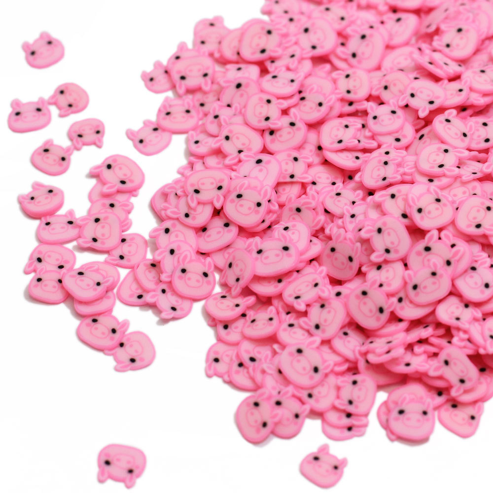 500g New Pink Cartoon Pig Polymer Clay Animals Farm Slices Tiny Slime Charms Craft Supplies