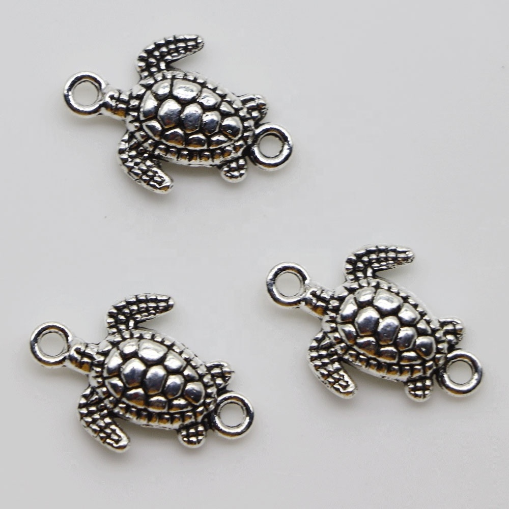 Sea Turtle Charms, Antique Plated Sea Turtle Connect Charms DIY Supplies Jewelry Accessories