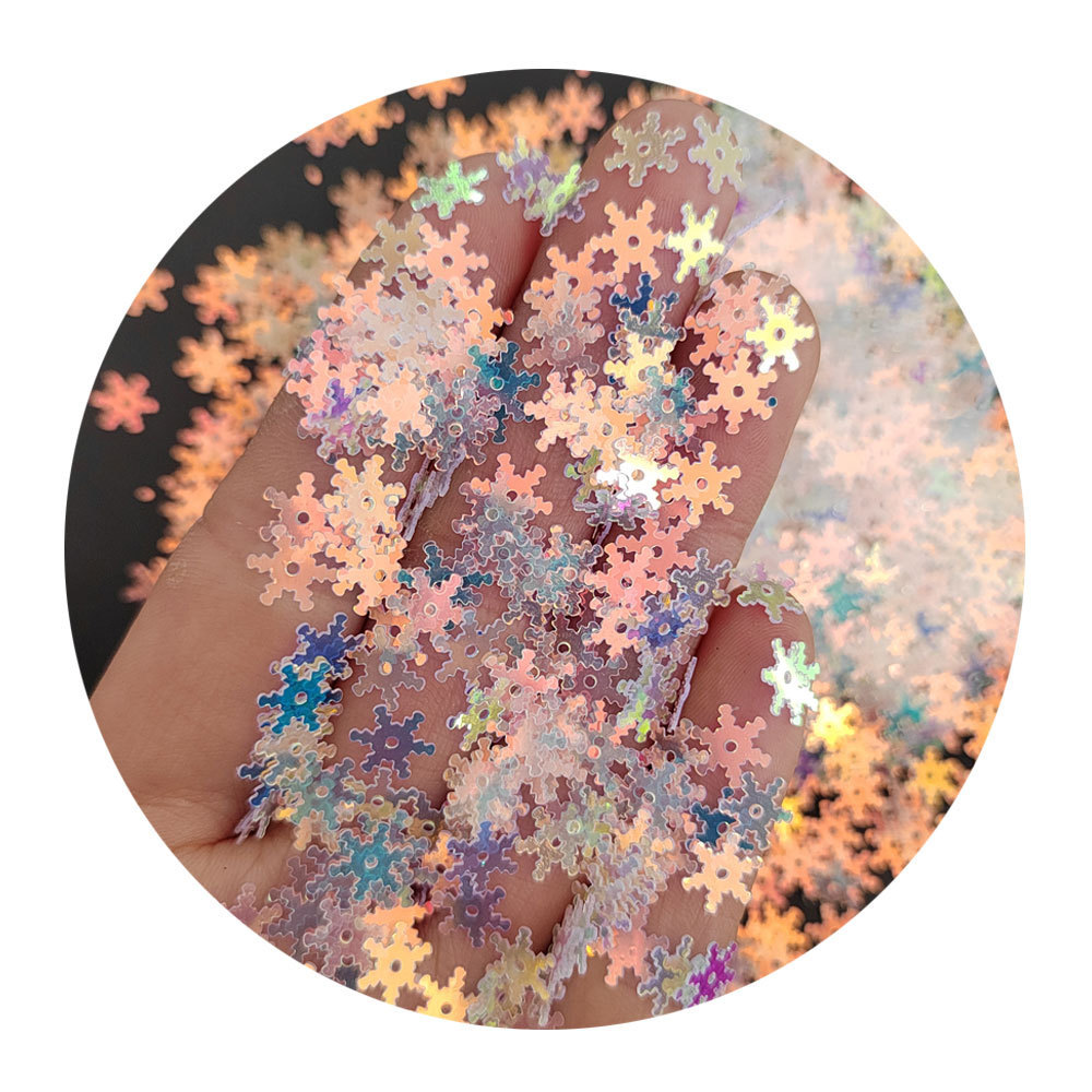 500g Winter Snowflake Flowers Nail Sequins 3D White Snow Glitter Flakes For DIY Slime Charms Christmas Nail Art Decorations