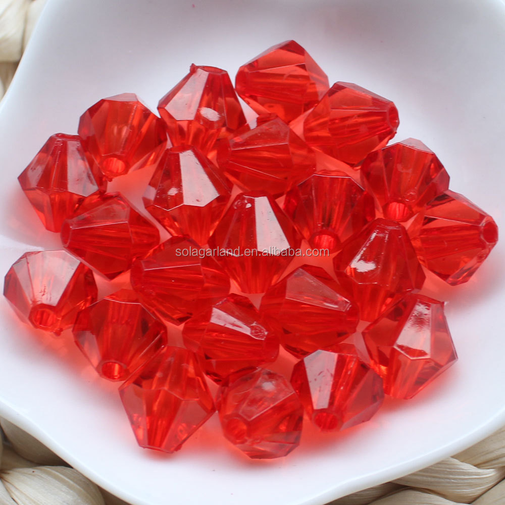 Many of 14MM Acrylic Bicone Bead Charm Plastic Transparence Diamond Bead for Jewelry Finding