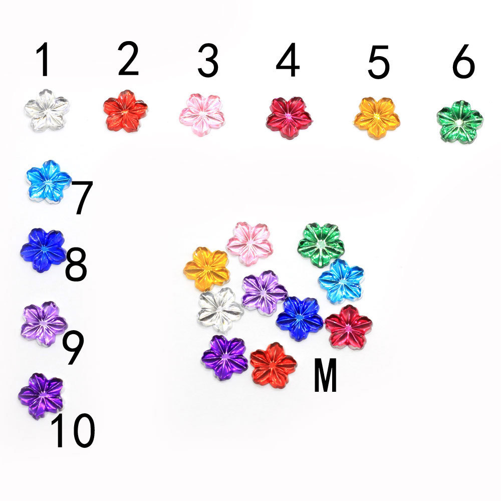 Kawaii 13mm Acrylic Flower Rhinestone Bead Flat back For DIY Craft Accessories