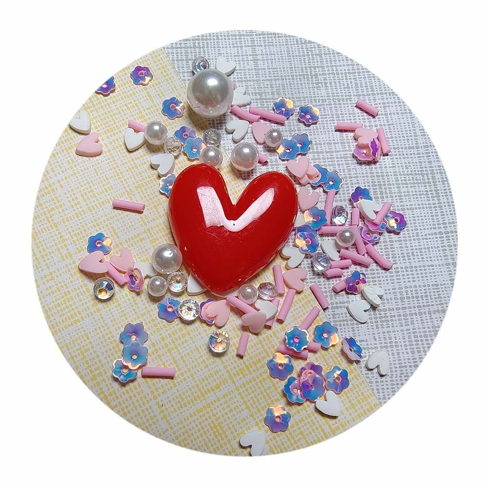 Heart Charm Polymer Clay Slices Heart Pearl Flower Confetti Sprinkles DIY Shaker Jewelry Stuff Slime Filling Nail Art