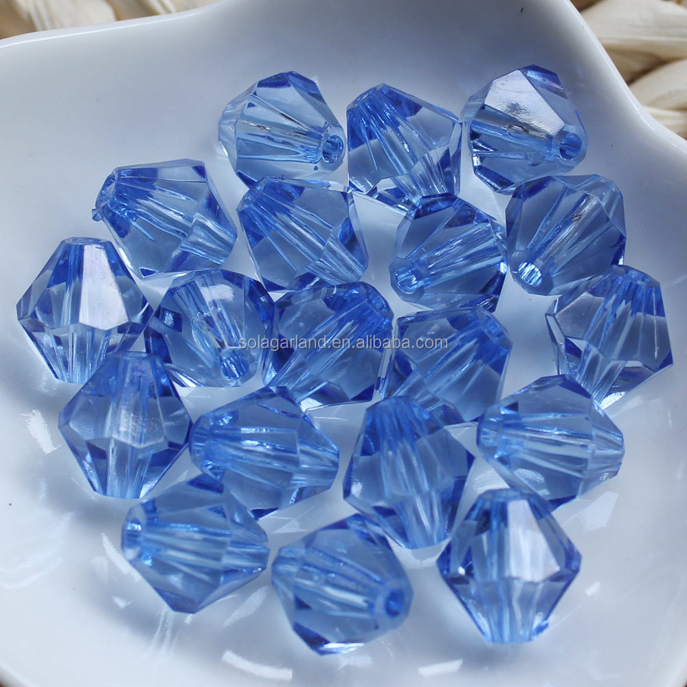 Many of 14MM Acrylic Bicone Bead Charm Plastic Transparence Diamond Bead for Jewelry Finding