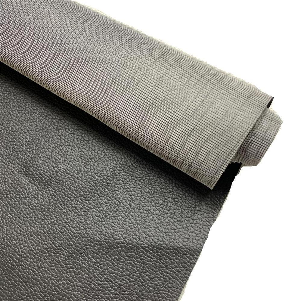 New design black PVC leather DE90 grain faux leather fabric for sofa Car upholstery mesh backing