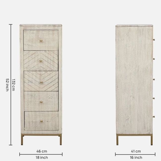 Living Room Furniture Solid Wood Chest of Drawers in Sandblasted White Finish for Home Furniture