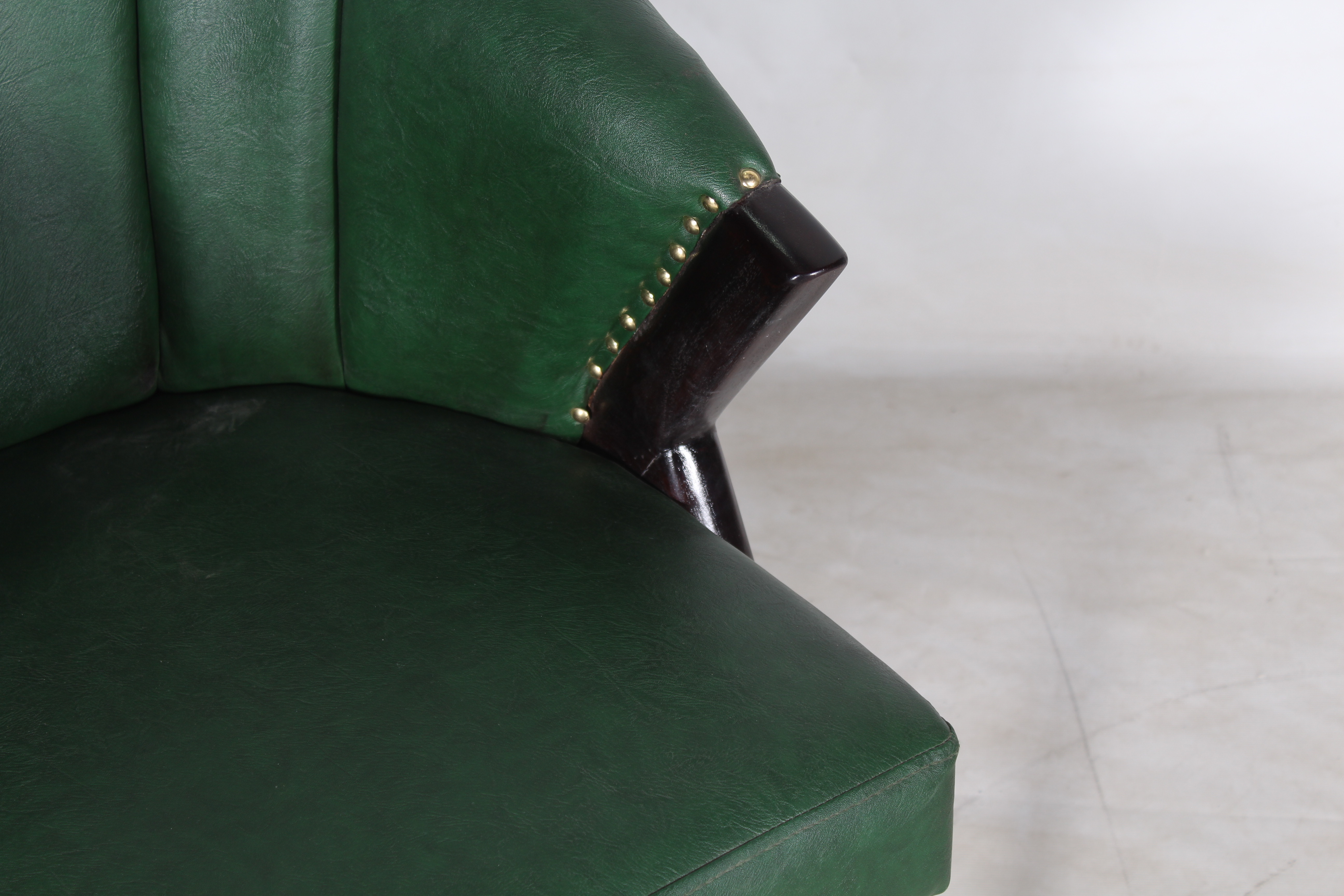 Green Wooden Leather Arm Chair in Black Finish and Modern Dining Room Furniture