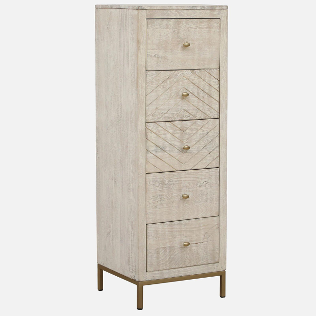 Living Room Furniture Solid Wood Chest of Drawers in Sandblasted White Finish for Home Furniture