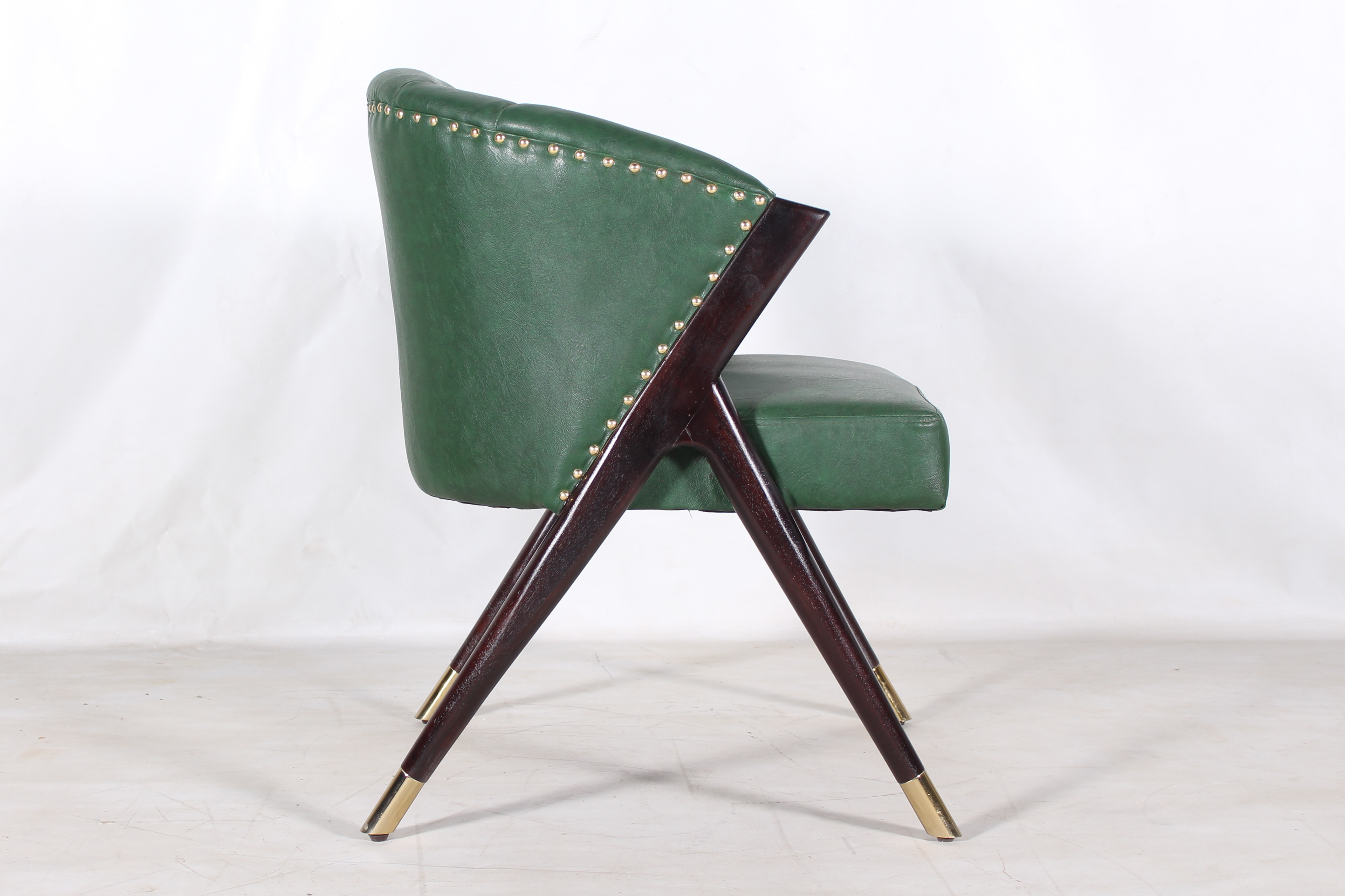 Green Wooden Leather Arm Chair in Black Finish and Modern Dining Room Furniture