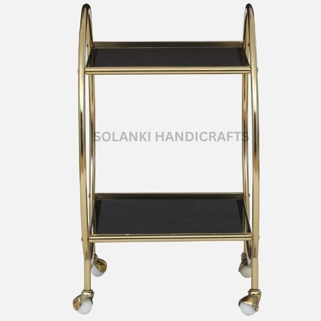 Gold Finish Metal Bar Trolley And Cart for Hotel Furniture Essential And Bar Furniture