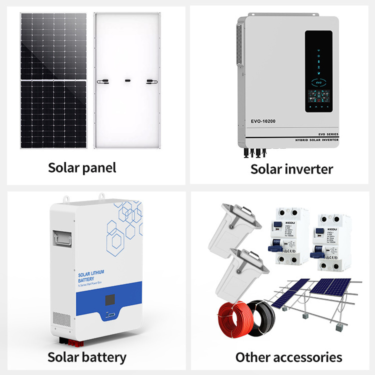 Anern complete solar kit solar panel kit with battery and inverter 10kw