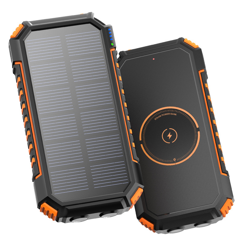 Solar Panel Powerbanks Waterproof Wireless Charging Portable Fast Charging Mobile Phone Charger 20000mAh Solar Power Bank