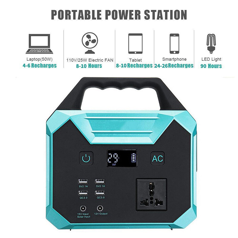 Off Grid Solar Power System 100W Lifepo4 UPS Energy Storage Battery / Mini Solar Power Bank Outdoor Portable Power Station