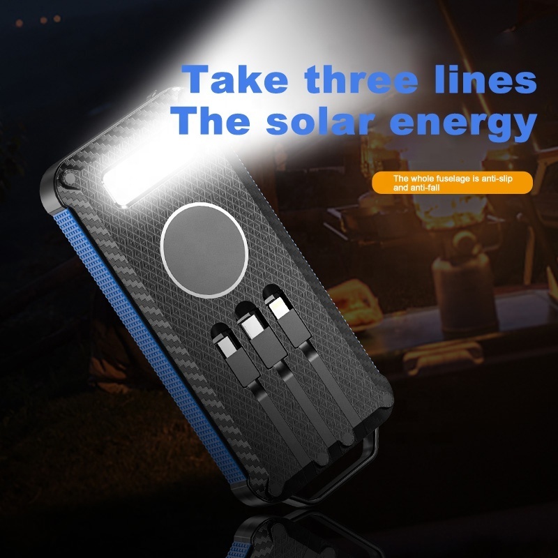 Portable Solar Power Bank with LED Flashlight  10000mAh USB Solar Panel Wireless Power Bank Solar Charger For Mobilephone drones