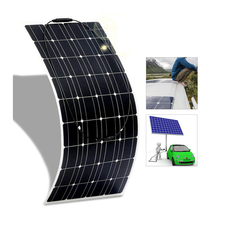 2mm Thin Film Solar Cell Black Flexible Photovoltaic Solar Panel 50W 100W 150W 200W for Car roof marine RV jacht tent trucks