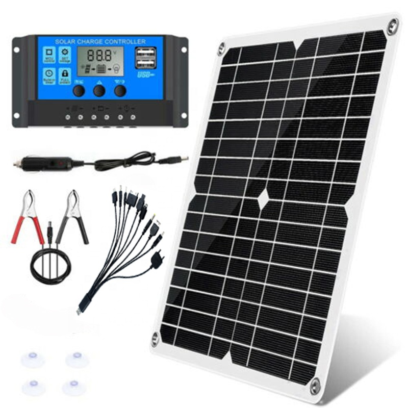 Dual USB Monocrystalline Solar Panel with Controller and Fan 10W 20W 30W 40W 50W  60W  80W Flexible Solar Panels