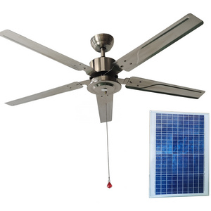 Outdoor 52 inch Solar powered DC ceiling fan 40w solar panel for gazebo  greenhouse & tool house