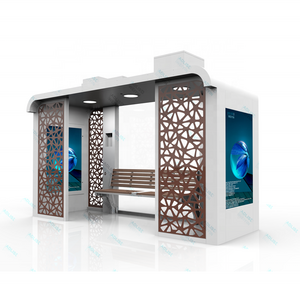 High Quality Stainless Steel Solar Power Modern Style Bus Station Multi Functional Bus Stop Shelter