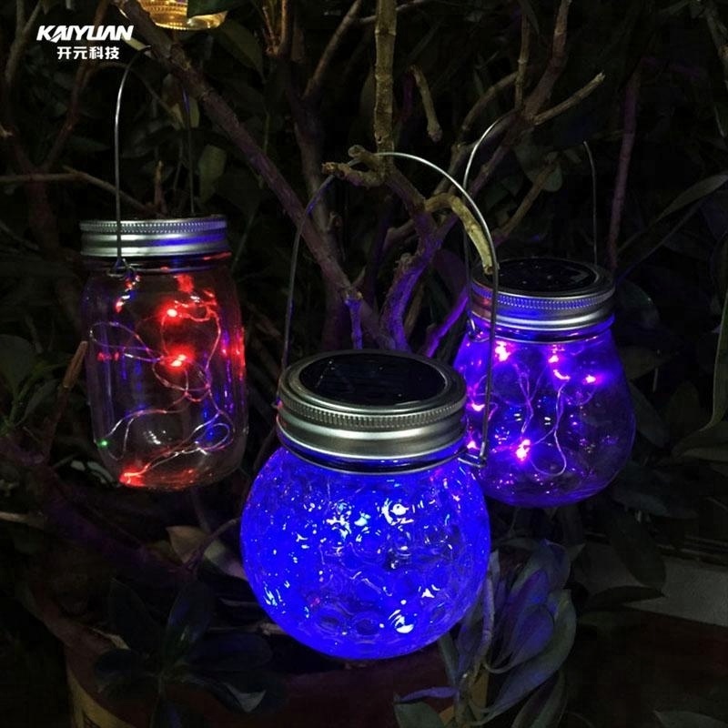 Solar Mason Jar Lid LED Light Glass Bottle Lantern for Patio Garden