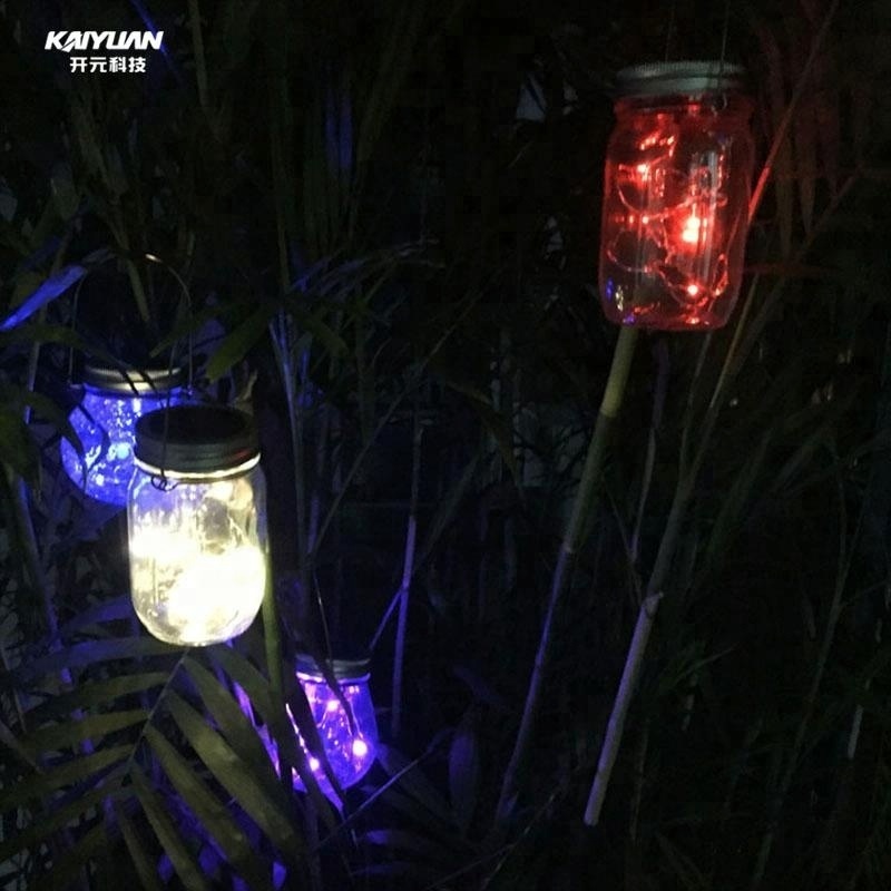 Solar Mason Jar Lid LED Light Glass Bottle Lantern for Patio Garden