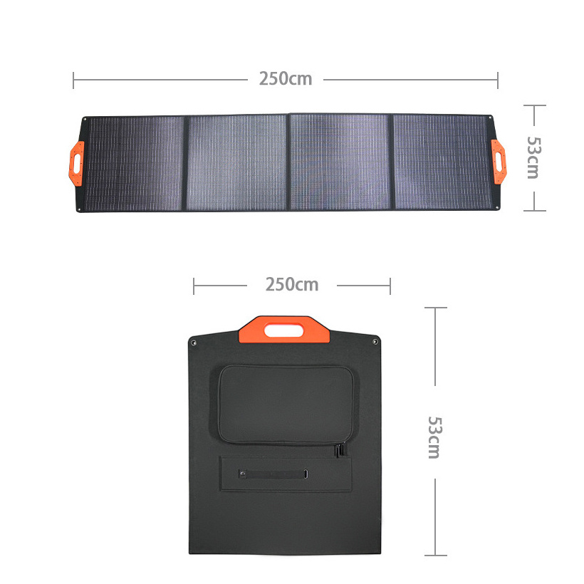 Chinese Customized Outdoor Portable Cell Phone Charging 4 Pieces ETFE Film Laminated Mono 200w Folding Solar Panels