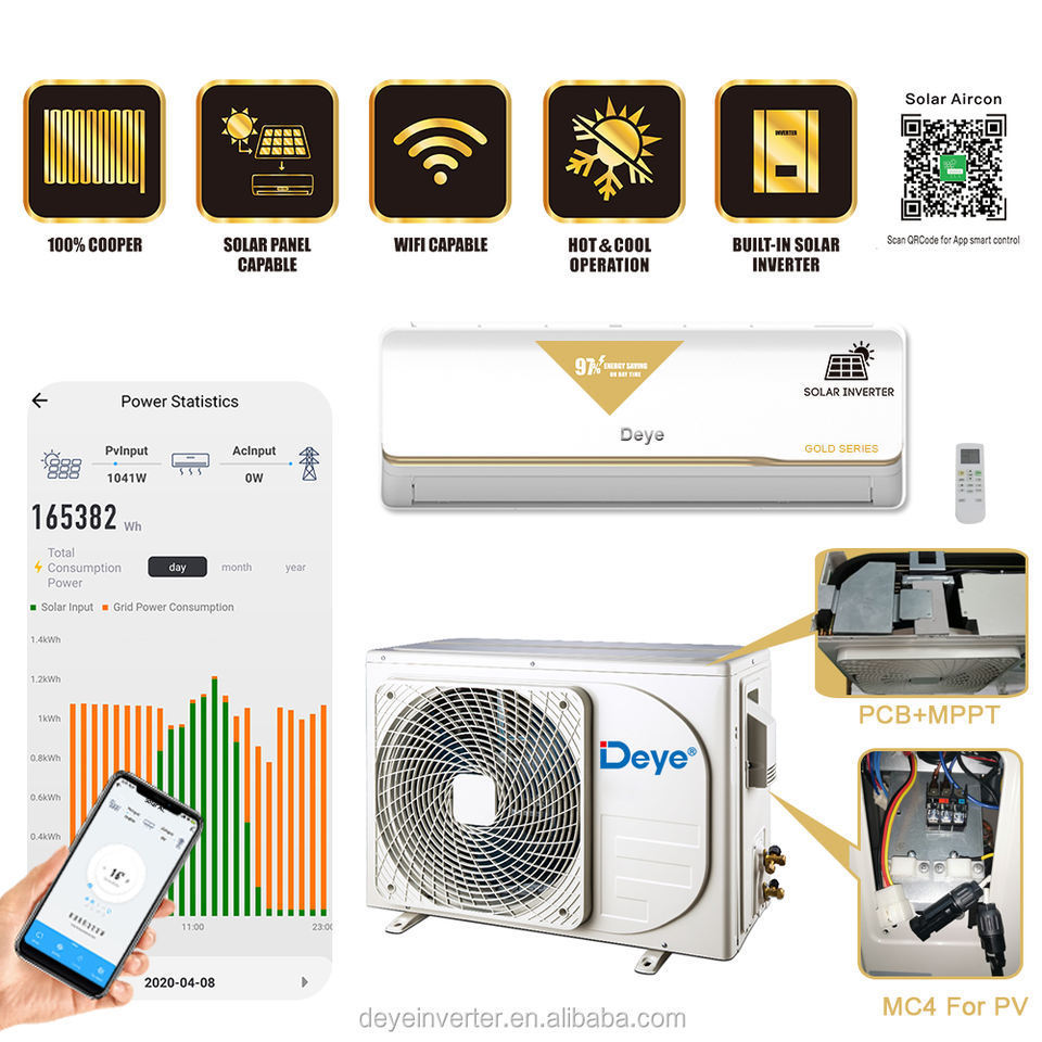 DEYE solar air conditioners 12000BTU 18000BTU 24000BTU Hybrid ACDC Easy installation split hybrid portable