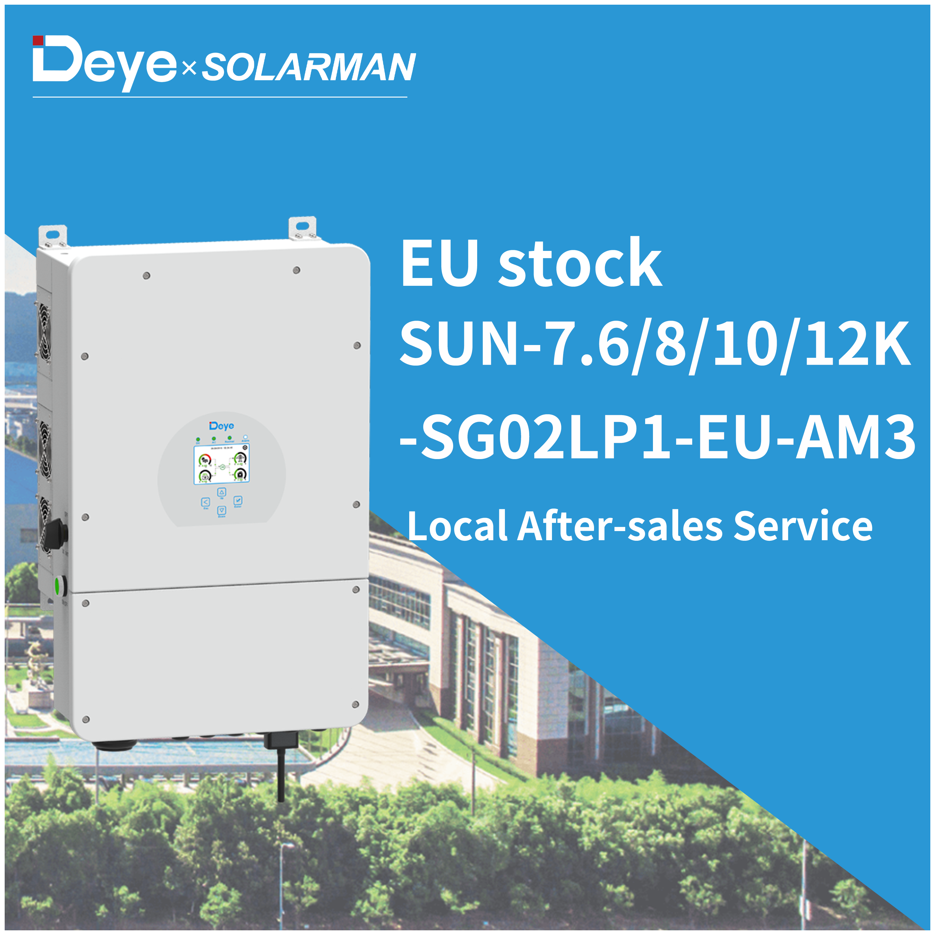 Deye  SUN-7.6/8/10/12K-SG02LP1-EU-AM3 EU Hybrid Solar Inverter Stock DC/AC Inverter LV Battery Solar Inverters