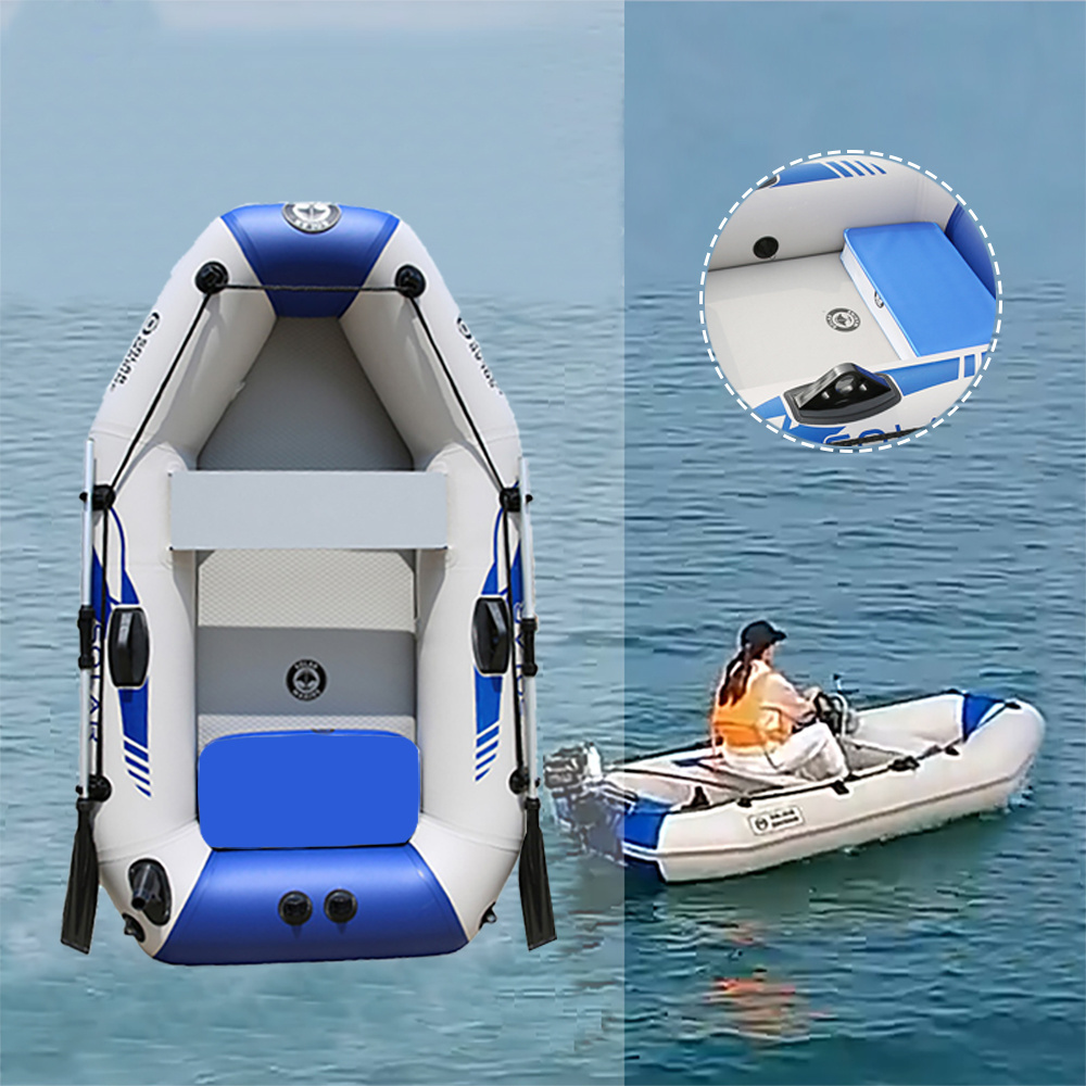 Solar Marine Inflatable Boat Kayak Canoe Fishing Boat with Three Valves 1 Person Outdoor Rafting Fishing Boats Raft for Lake