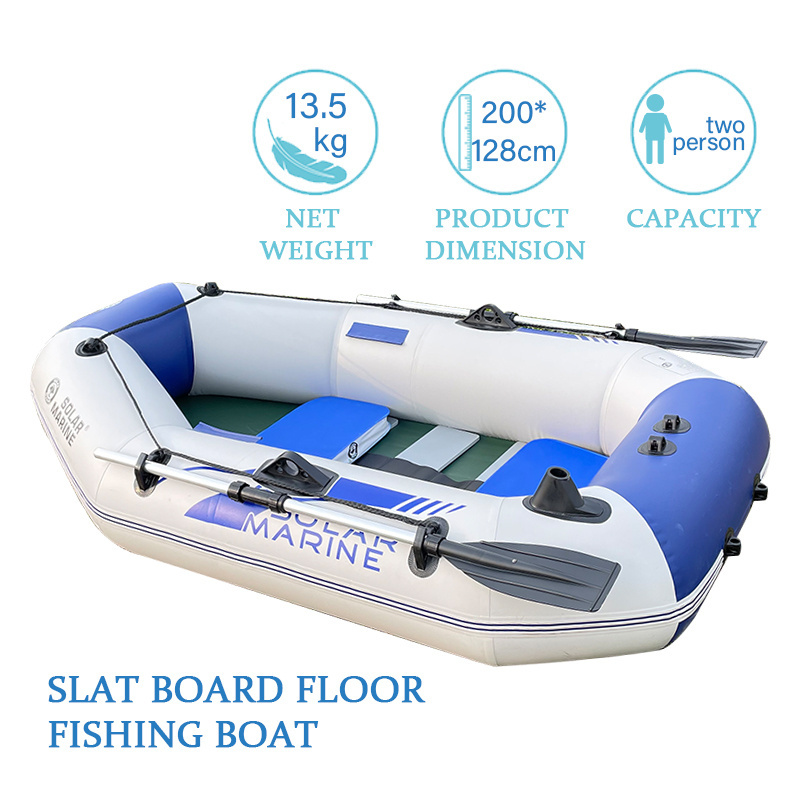 Solarmarine 200 CM 2 Person PVC Rowing Boat Inflatable Kayak Wooden Floor Fishing Vessel with Accessories