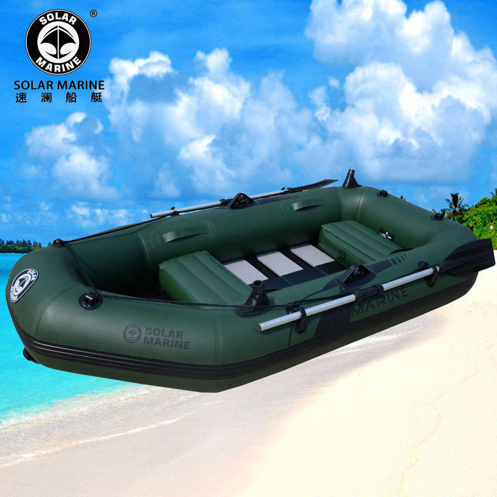 Solarmarine 3 Person Wood Floor Fishing Inflatable Boat with Motor