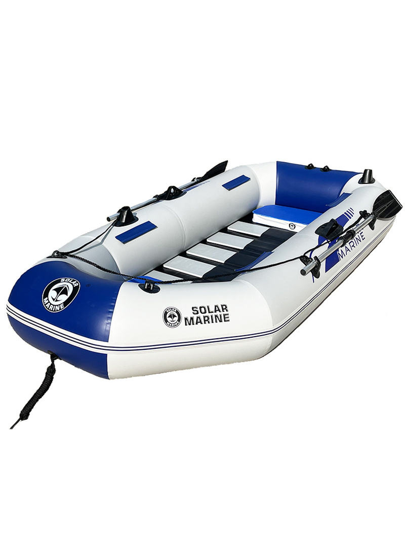 Solarmarine 3 Person 260 CM PVC Inflatable Boat Series Fishing Kayak Hovercraft Canoe Wooden Floor with Accessories