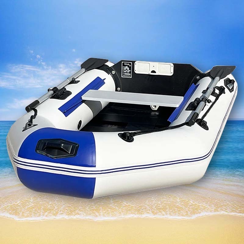 Solar Marine 230cm Inflatable Assault Boat  2 Person Steam Canoe Speedboats Wooden Floor for Fishing River Lake Pool