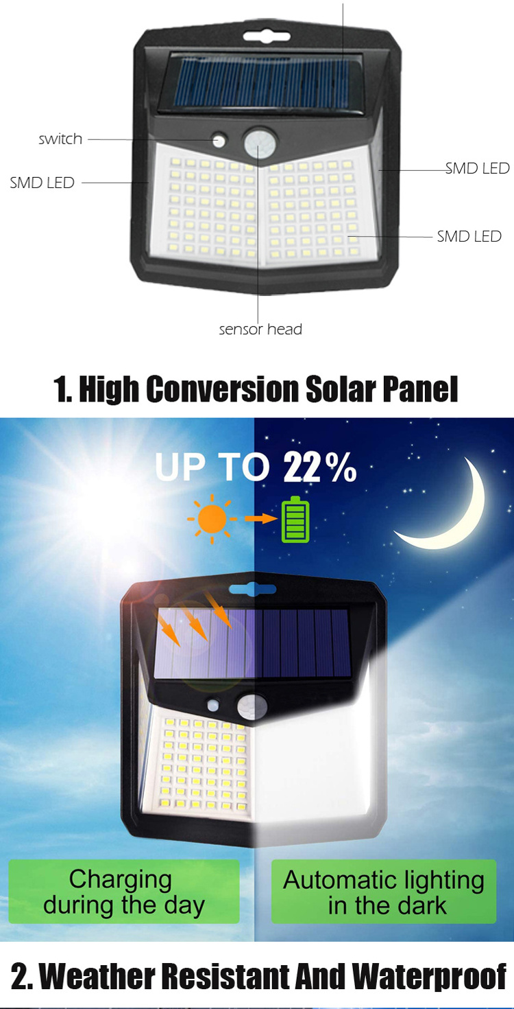 128 LED solar light IP65 waterproof outdoor lamp pir motion sensor led motion sensor solar security lights