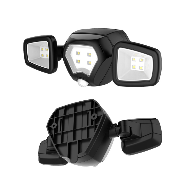 Outdoor Lighting Fixture Battery Powered Stair Light Motion Sensor Ip65 12pcs Led Triple Head Security Light