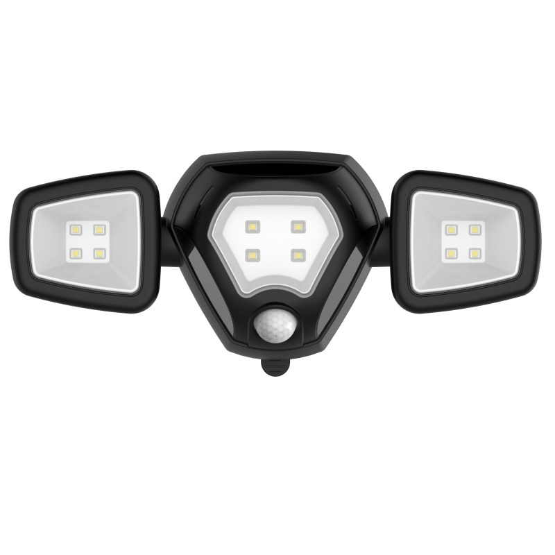 Outdoor Lighting Fixture Battery Powered Stair Light Motion Sensor Ip65 12pcs Led Triple Head Security Light