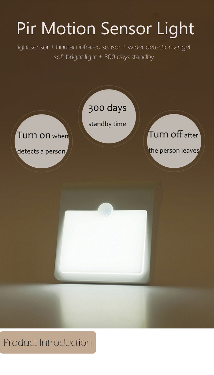 Hot sale motion pir sensor wireless led night lights bedroom Indoor light USB rechargeable lamp pir sensor stair light