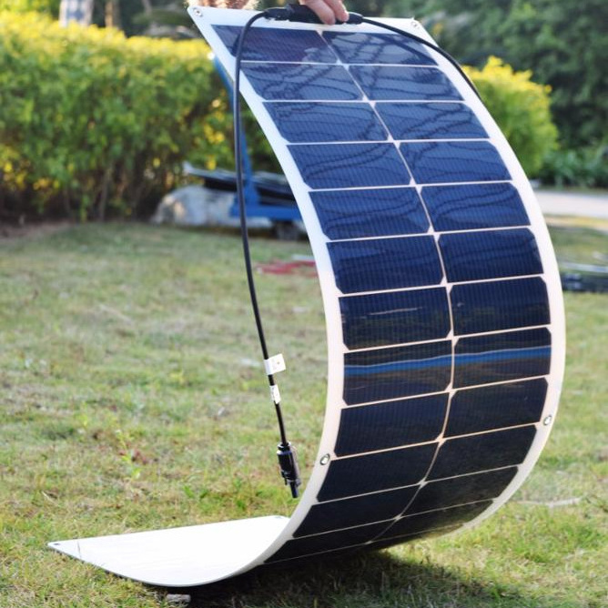 High Efficiency Up to 23% 12V 50W Monocrstalline Semi Flexible Solar Panel For outdoor