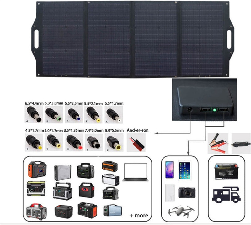 100W Solarparts Mono Foldable Portable Solar Panel Waterproof for RV/Lorry/Trucks