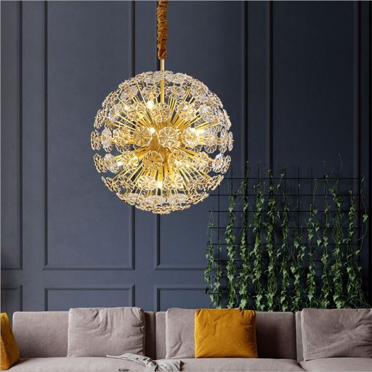 Semi Flush Mount Ceiling Light, 5 lights Spherical Cage Globe Metal Ceiling chandelier Lamp Light Fixture for Kitchen Bedroom