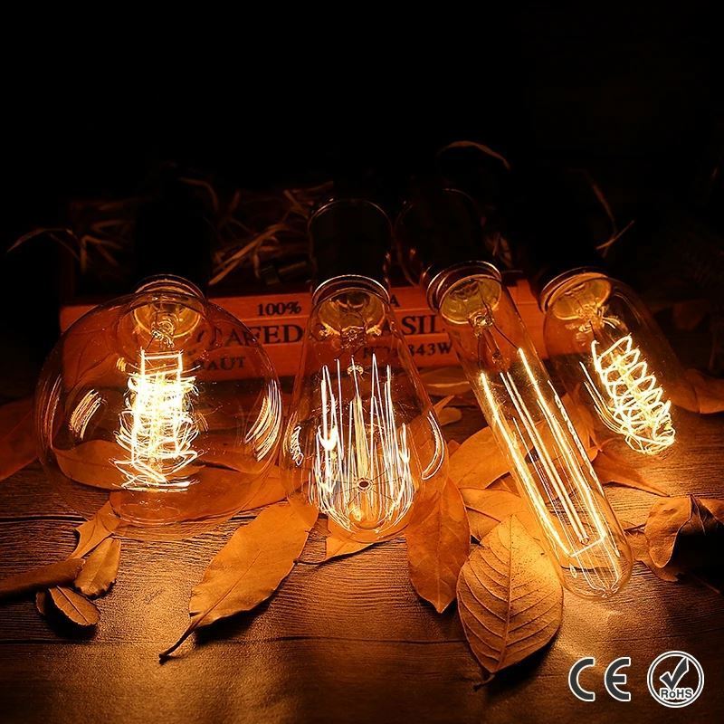 New style amber glass Sell well vintage edison light Globe G80 G95 carbon led filament bulb 40watt 60w e26 E27 V22 vintage