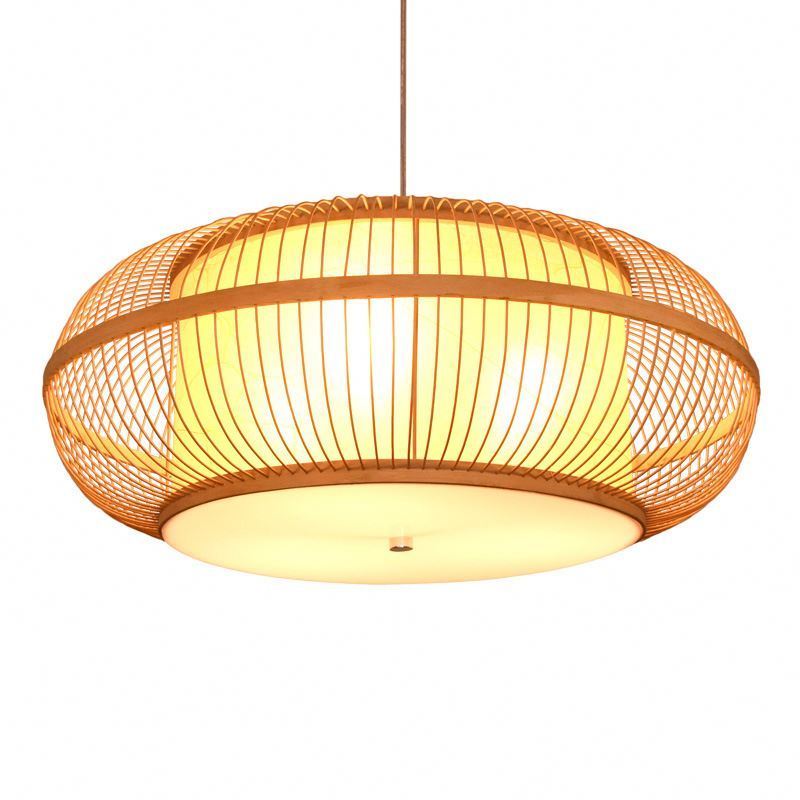 Rattan Woven Pendant Light Handmade Hanging Lamp Basket Design Creative Chandelier Fixture Natural Color