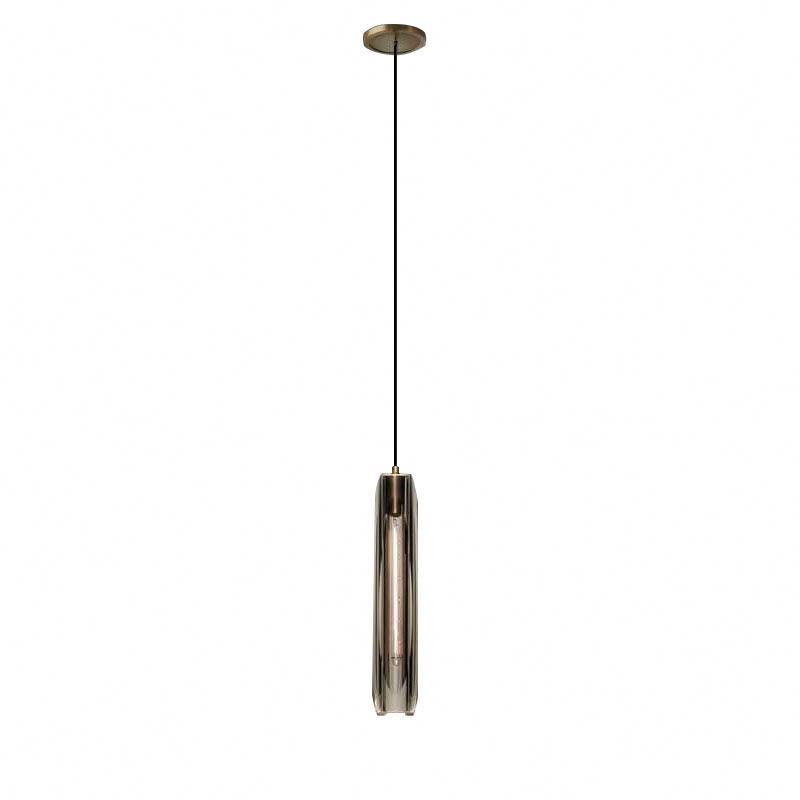 Modern Luxury K9 Crystal Single Long Pendant Light Fixture Smoke Glass Droplight Hanging Lamp for Bathroom Bedside Dining Table