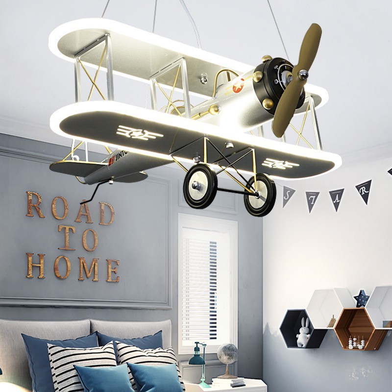 Modern LED Ceiling Lights For Bedroom Children Kids Room Pendant Dimmable Aircraft Pink Pendant Lights