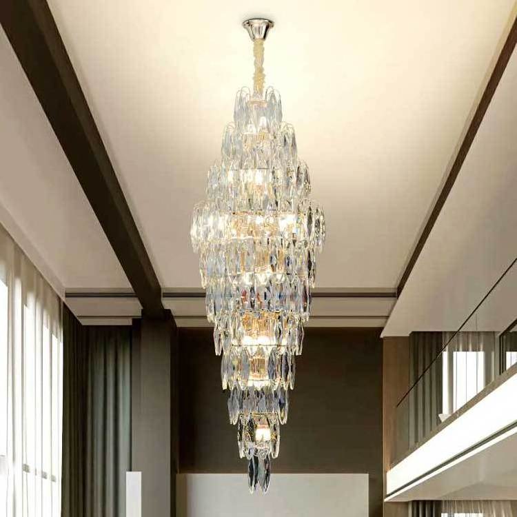 Simple Modern stair chandelier duplex villa hollow spin creative and slightly luxury personality long line lamp