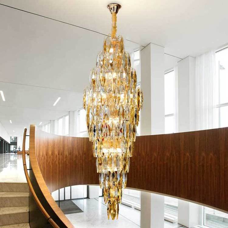 Simple Modern stair chandelier duplex villa hollow spin creative and slightly luxury personality long line lamp