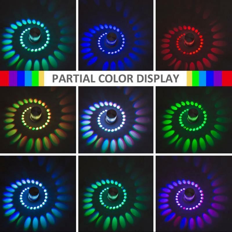 LED RGB Spiral Hole Wall Lamp Sconce Light KTV Bar Decor Floodlight 3W 85-265V